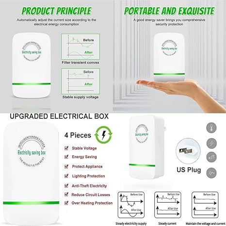 Energy Saving Device, Electricity Saving Device Save Electricity, Elon-Musk's Electricity Saving Box, Esaver Watt Energy Savers Plug in US 90V-250V 30KW(5PCS, Black)