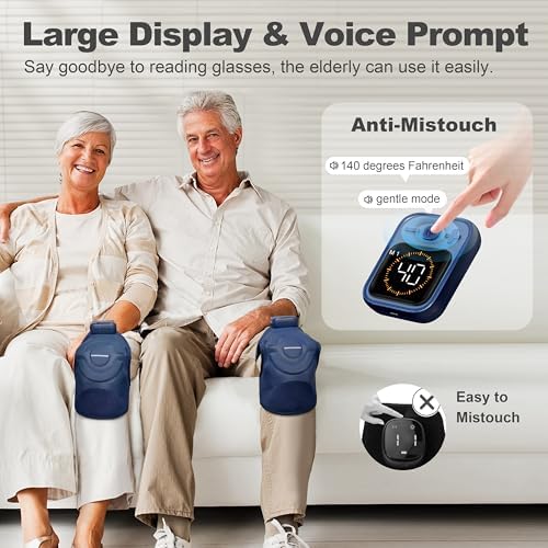 KingPavonini Cordless Knee Massager for Pain Relief, Newly 4 Motors Vibration, 5 Heat Levels, 6 Massage Modes, Knee Heating Pad for Knee Pain, Heated Knee Massager Brace, Gifts for Mom Dad (2 Packs)