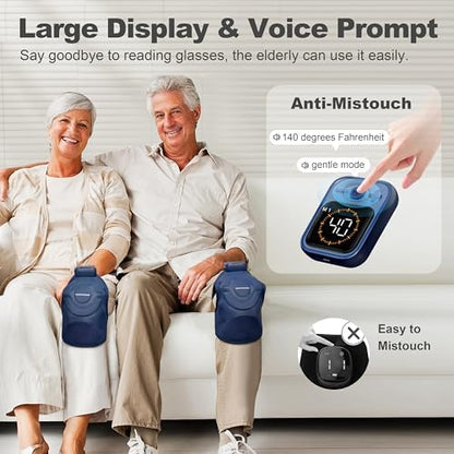 KingPavonini Cordless Knee Massager for Pain Relief, Newly 4 Motors Vibration, 5 Heat Levels, 6 Massage Modes, Knee Heating Pad for Knee Pain, Heated Knee Massager Brace, Gifts for Mom Dad (2 Packs)