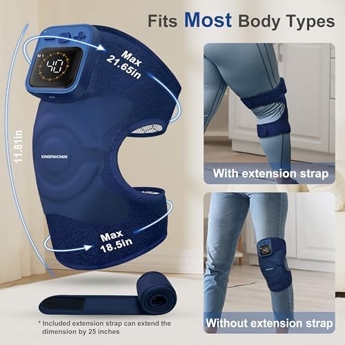 KingPavonini Cordless Knee Massager for Pain Relief, Newly 4 Motors Vibration, 5 Heat Levels, 6 Massage Modes, Knee Heating Pad for Knee Pain, Heated Knee Massager Brace, Gifts for Mom Dad (2 Packs)