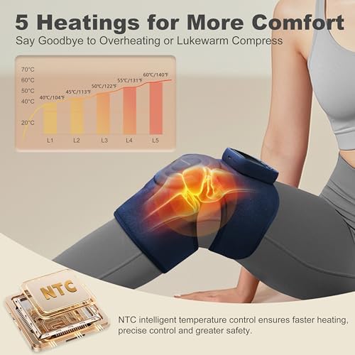 KingPavonini Cordless Knee Massager for Pain Relief, Newly 4 Motors Vibration, 5 Heat Levels, 6 Massage Modes, Knee Heating Pad for Knee Pain, Heated Knee Massager Brace, Gifts for Mom Dad (2 Packs)