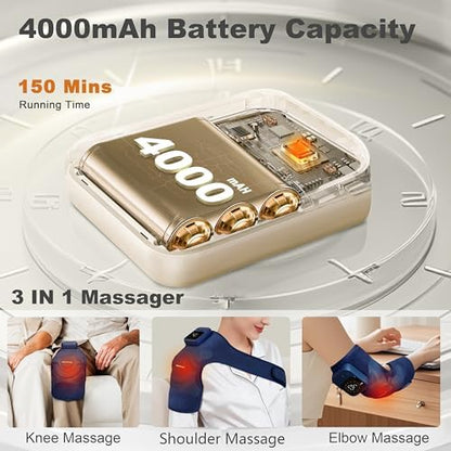 KingPavonini Cordless Knee Massager for Pain Relief, Newly 4 Motors Vibration, 5 Heat Levels, 6 Massage Modes, Knee Heating Pad for Knee Pain, Heated Knee Massager Brace, Gifts for Mom Dad (2 Packs)