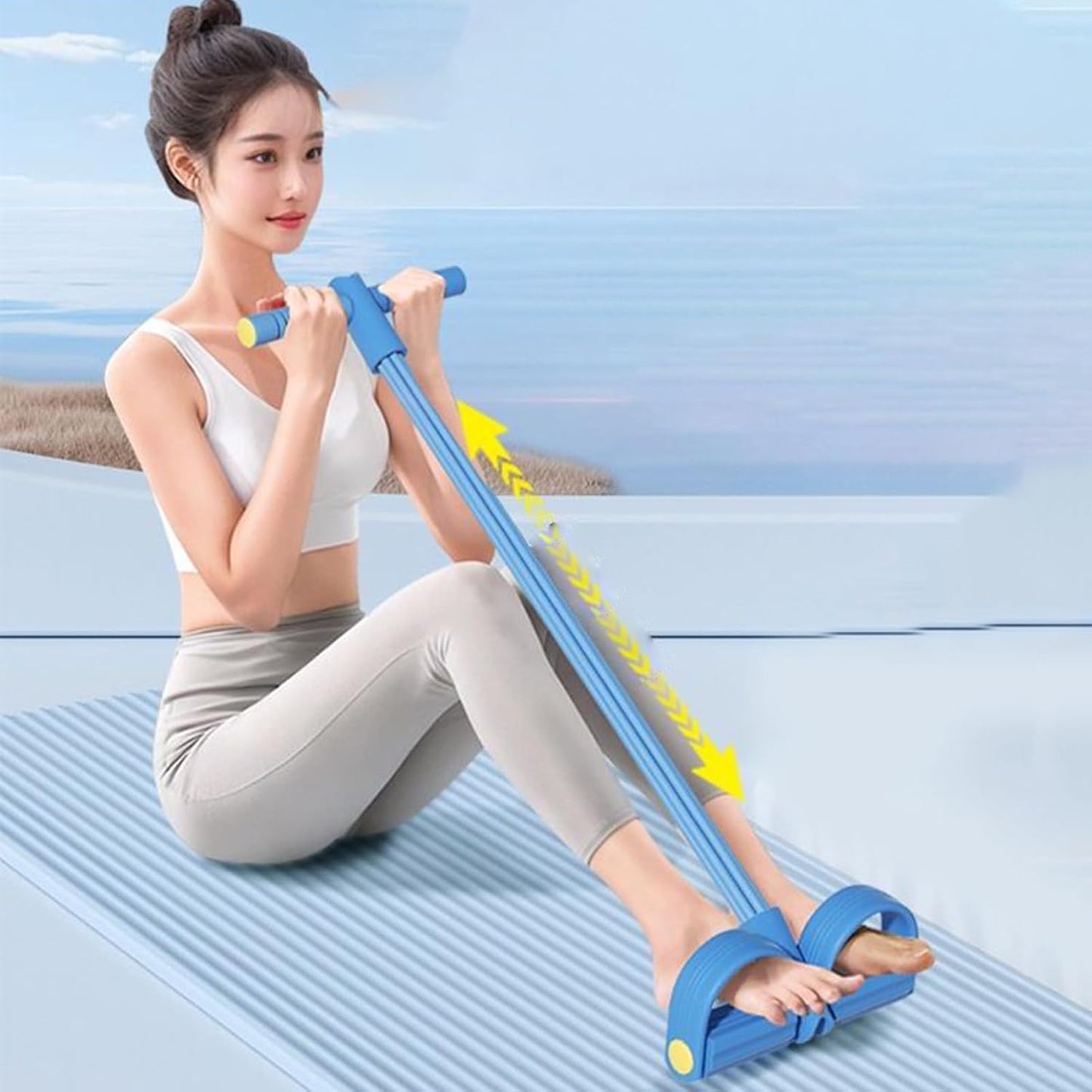Foot Pedal Resistance Band, 8 Tube Pedal Ankle Puller Fitness Resistance Bands, Multifunction Tension Rope with Handle, Sit-Up Training Equipment for Abdomen/Waist/Arm/Leg Stretching Slimming Training