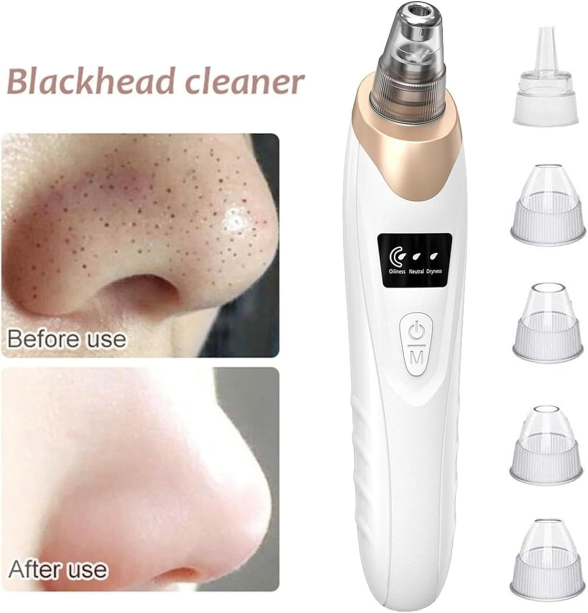 2024 Blackhead Remover Pore Vacuum,Facial Pore Cleaner-5 Suction Power,5 Probes,USB Rechargeable Blackhead Vacuum Kit Electric Acne Extractor Tool for Adult (White)
