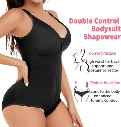 Women’s High-Waist Shapewear Bodysuit – Tummy Control & Butt Lifting Body Shaper, Seamless Plus Size Lingerie for Women (Black, XXXL)