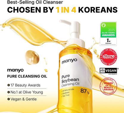 Pure Korean Facial Cleanser by Ma:nyo – Blackhead Remover & Daily Makeup Cleansing Oil with Argan Oil, Korean Skincare for Women, 190ml