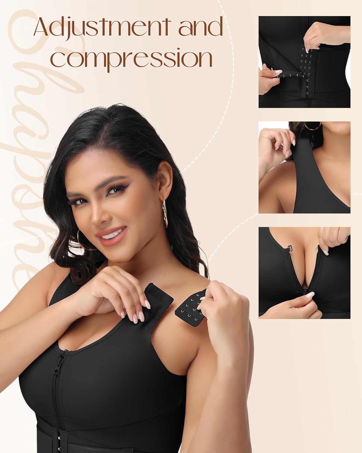 SHAPSHE Waist Trainer for Women Tummy Control Body Shaper with Back Support Postpartum Waist Cincher with Bra