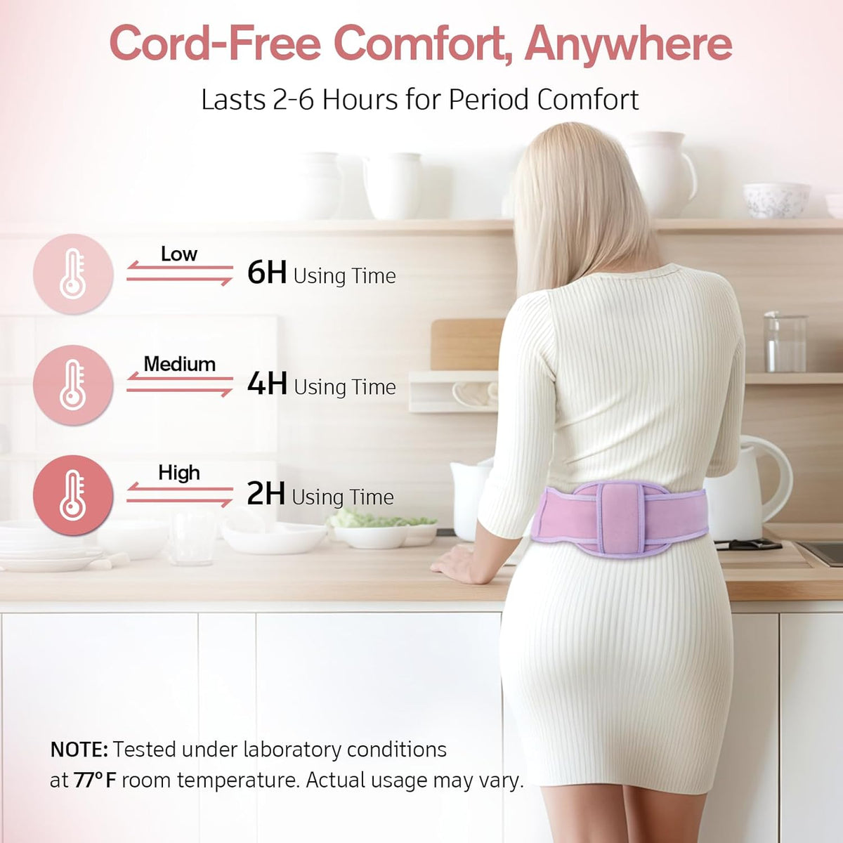 Comfytemp Portable Belly and Back Heating Pad for Period Soothing, FSA Eligible HSA Cordless Dual-Zone Menstrual Heating Pad Wearable Belt for Abdomen Waist, 3 Timer&Heat, Girl Women Mother Daughter