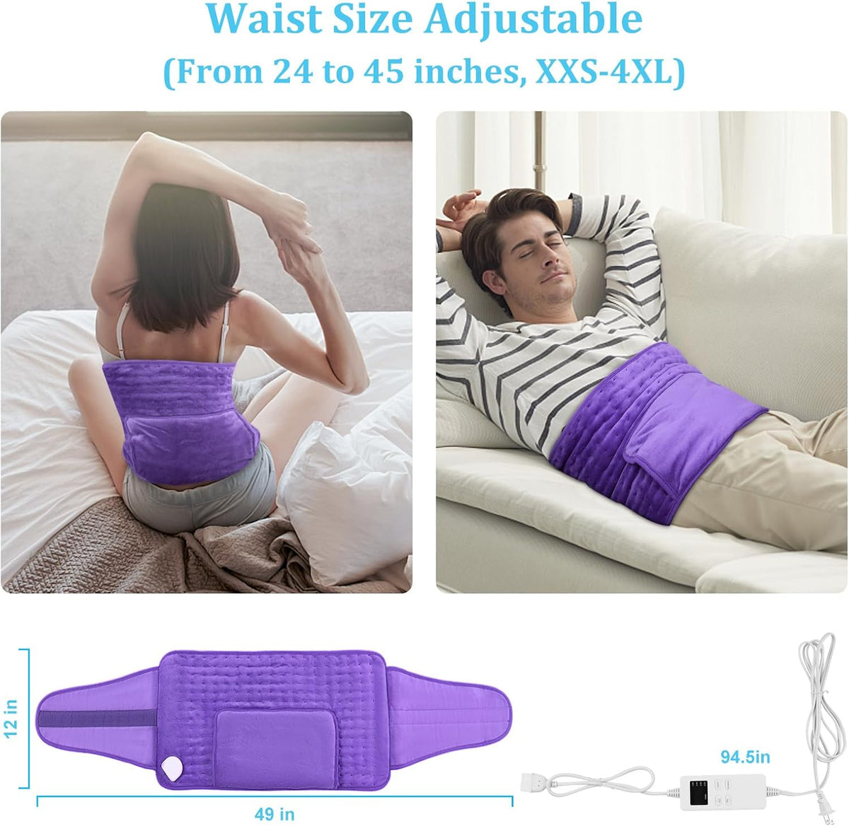 Heating Pad for Period Cramps Back Pain Electric Heating Pad Menstrual Lower Back Neck Shoulders Pain Relief 6-Hour Auto Off 12x24 Heated Pad + 20