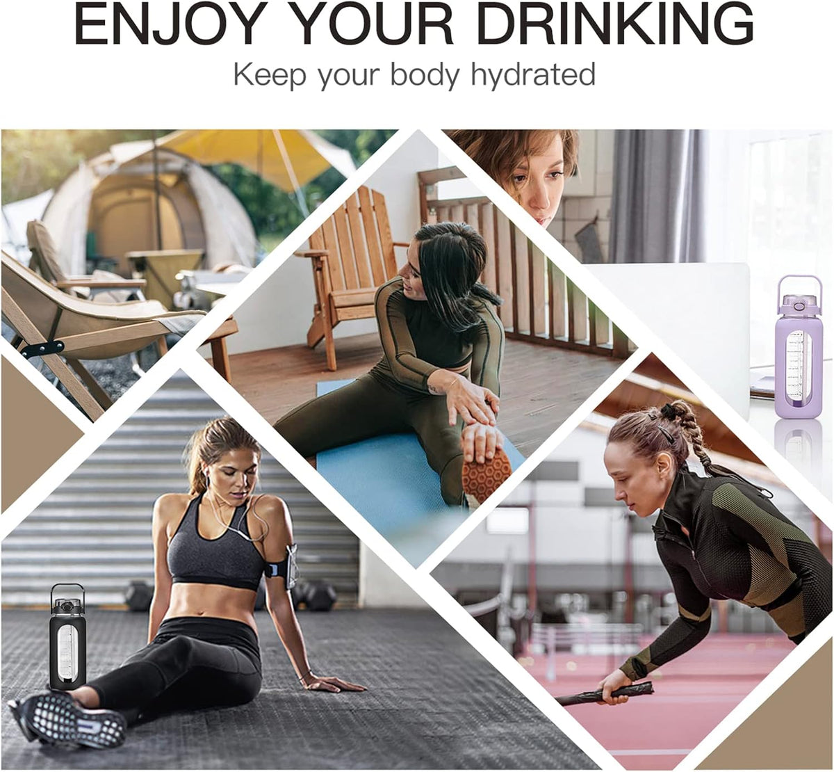 CHONMOU 64oz Motivational Sports Water Bottle with Straw – Large Capacity Gym Water Jug with Time Markers, Silicone Lid & Carry Handle