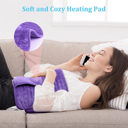 Heating Pad for Period Cramps Back Pain Electric Heating Pad Menstrual Lower Back Neck Shoulders Pain Relief 6-Hour Auto Off 12x24 Heated Pad + 20" Belt 4 Timer 6 Heat Level Wrap (Purple)