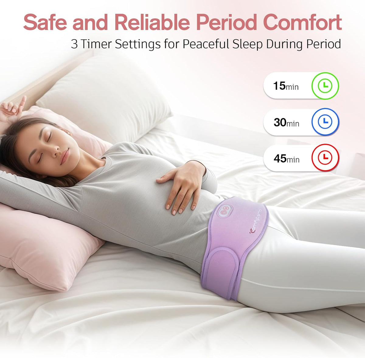 Comfytemp Portable Belly and Back Heating Pad for Period Soothing, FSA Eligible HSA Cordless Dual-Zone Menstrual Heating Pad Wearable Belt for Abdomen Waist, 3 Timer&Heat, Girl Women Mother Daughter