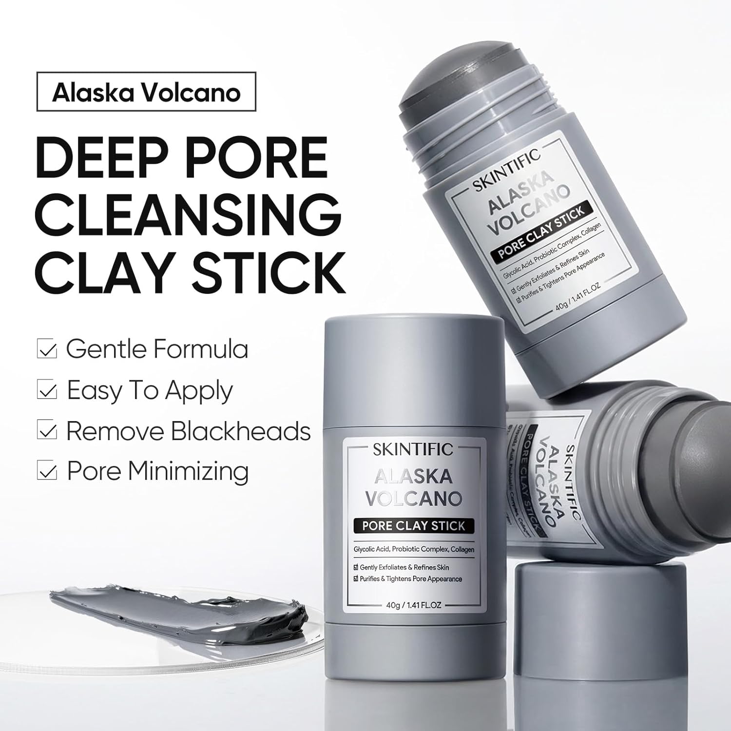 SKINTIFIC Alaska Volcano Deep Cleansing Face Mask – Blackhead Remover & Pore Care for Oily Skin, 40g