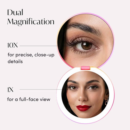 Fancii Taylor LED Lighted Travel Makeup Mirror, Rechargeable, 10x /1x Magnifying, Tru-Glow Lighting System, XL Large 5” Wide | Compact Mirror for Purses (Berry Lemonade)