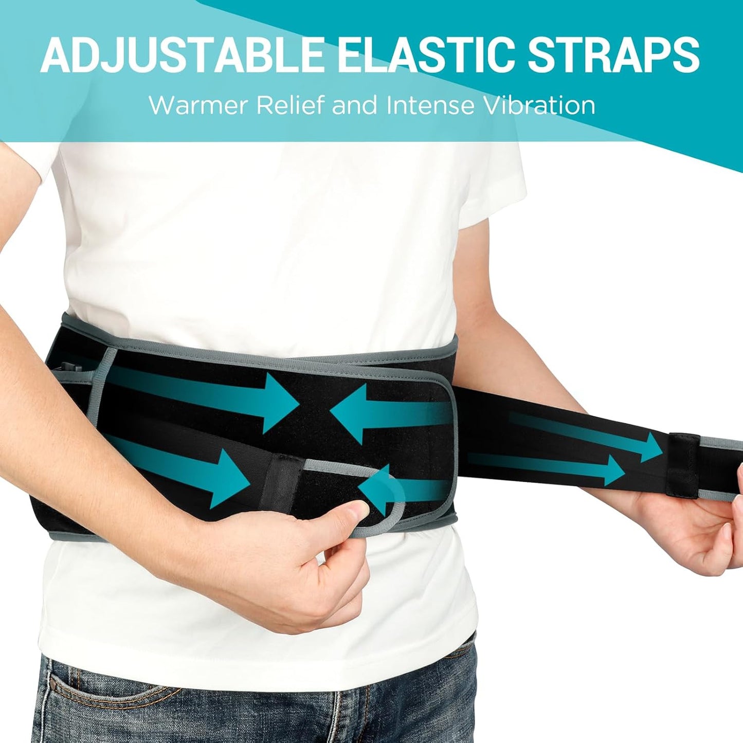 Cordless Heated Back Massager with Vibration - Portable Heating Pad for Lower Back Pain Relief