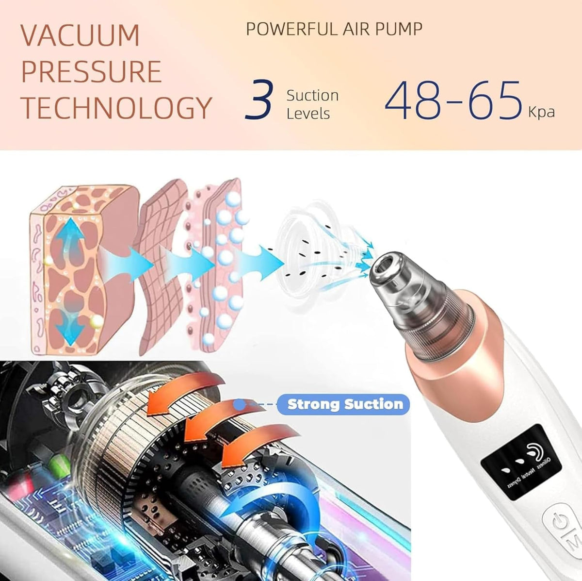 2024 Blackhead Remover Pore Vacuum,Facial Pore Cleaner-5 Suction Power,5 Probes,USB Rechargeable Blackhead Vacuum Kit Electric Acne Extractor Tool for Adult (White)