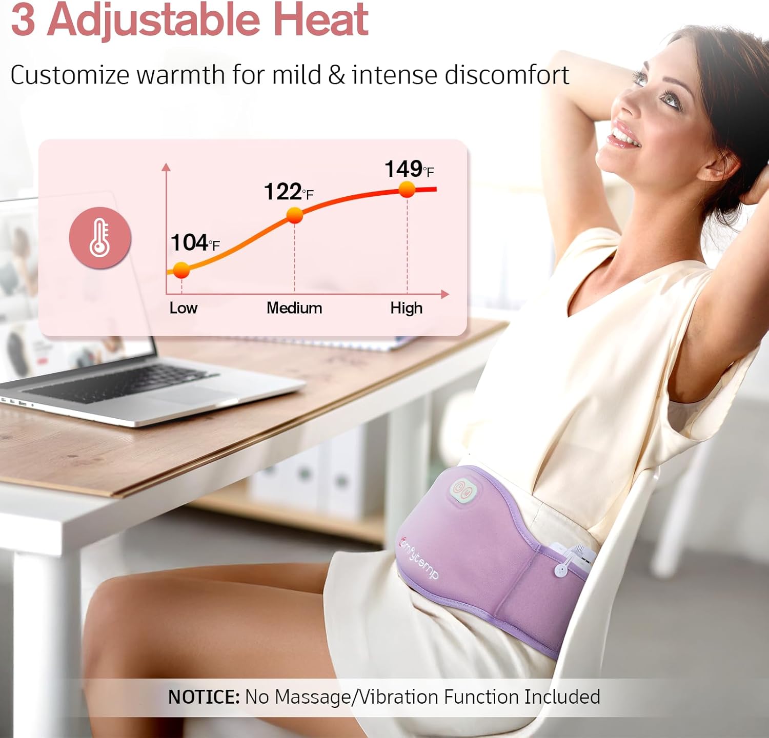 Comfytemp Portable Belly and Back Heating Pad for Period Soothing, FSA Eligible HSA Cordless Dual-Zone Menstrual Heating Pad Wearable Belt for Abdomen Waist, 3 Timer&Heat, Girl Women Mother Daughter