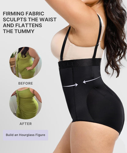 SHAPELLX Tummy Control Shapewear for Women Fajas Colombianas Body Shaper Side Zipper High Waisted Panties (6X-Large Black)