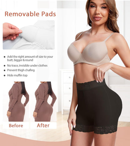 Padded Underwear for Women Butt Pads Shapewear Shorts Booty Padding Lace Panties Butt Lifter Hip Enhancer