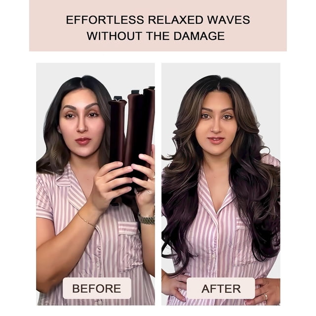 Heatless Hair Curler Overnight Curls Blowout Rods Headband No Heat Curlers to Sleep in Large Rods Hair Rollers Blowout Look for Short Hair Styling Tools Silk Hair Wrap Curling Set Brown