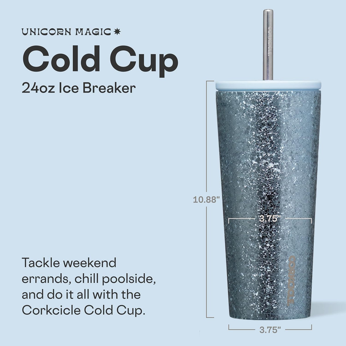Corkcicle Cold Cup - Triple Insulated Tumbler with Straw - 12 Hours Cold - Leak-Resistant Lid - Easy Grip - Non-Slip Bottom - Summer Drinkware Gift - Keeps Drinks Ice Cold - 24 oz - Ice Breaker