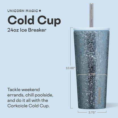 Corkcicle Cold Cup - Triple Insulated Tumbler with Straw - 12 Hours Cold - Leak-Resistant Lid - Easy Grip - Non-Slip Bottom - Summer Drinkware Gift - Keeps Drinks Ice Cold - 24 oz - Ice Breaker