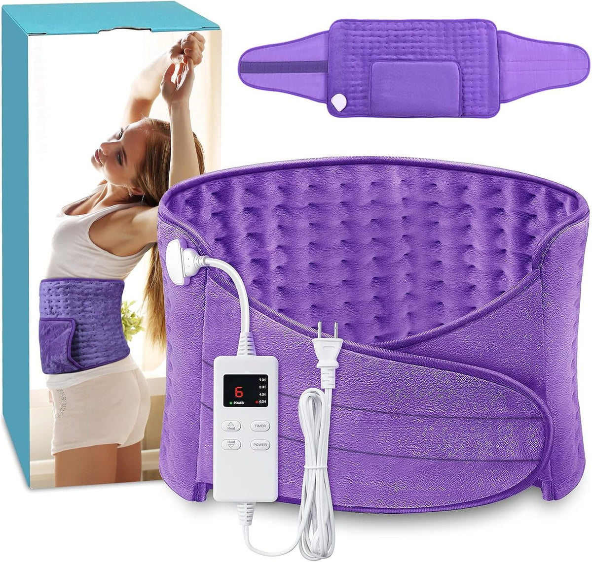 Heating Pad for Period Cramps Back Pain Electric Heating Pad Menstrual Lower Back Neck Shoulders Pain Relief 6-Hour Auto Off 12x24 Heated Pad + 20