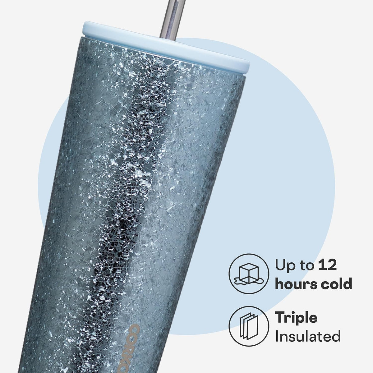 Corkcicle Cold Cup - Triple Insulated Tumbler with Straw - 12 Hours Cold - Leak-Resistant Lid - Easy Grip - Non-Slip Bottom - Summer Drinkware Gift - Keeps Drinks Ice Cold - 24 oz - Ice Breaker