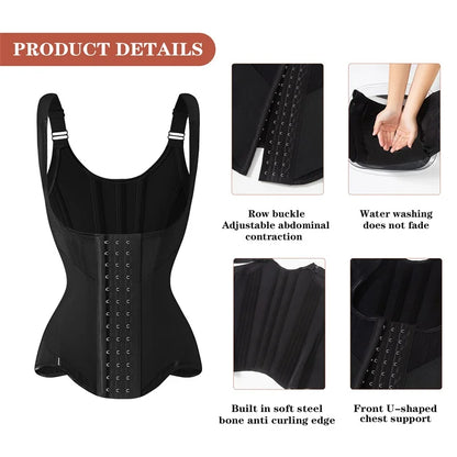MiiOW U-shaped Waist Trainer Corset Women Shaper Waist Trainer Steel Bone Slimming Abdomen Back Beauty Womens Tank Top Shapewear