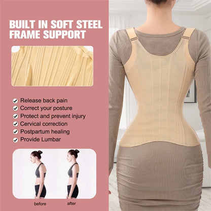 MiiOW U-shaped Waist Trainer Corset Women Shaper Waist Trainer Steel Bone Slimming Abdomen Back Beauty Womens Tank Top Shapewear