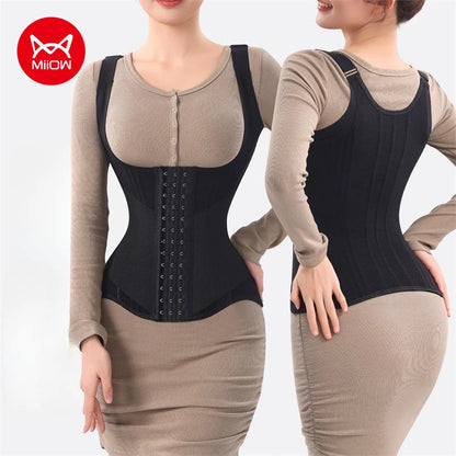 MiiOW U-shaped Waist Trainer Corset Women Shaper Waist Trainer Steel Bone Slimming Abdomen Back Beauty Womens Tank Top Shapewear
