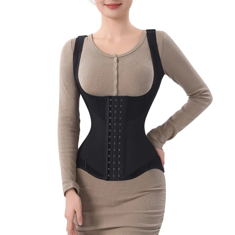 MiiOW U-shaped Waist Trainer Corset Women Shaper Waist Trainer Steel Bone Slimming Abdomen Back Beauty Womens Tank Top Shapewear