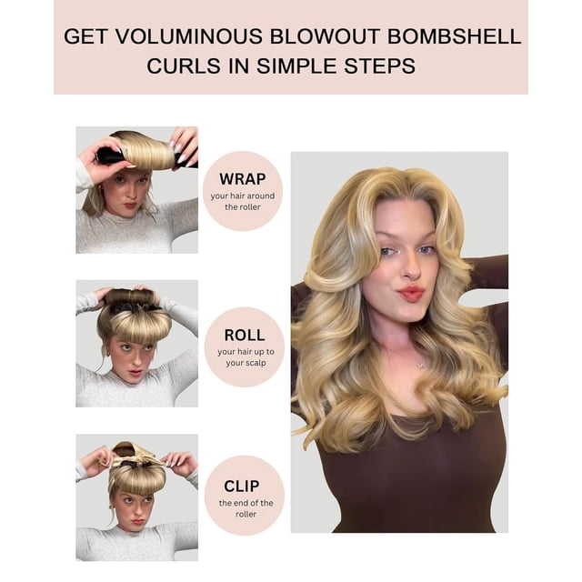 Heatless Hair Curler Overnight Curls Blowout Rods Headband No Heat Curlers to Sleep in Large Rods Hair Rollers Blowout Look for Short Hair Styling Tools Silk Hair Wrap Curling Set Brown