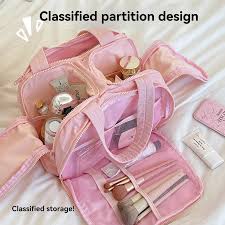 Solid Color Makeup Bag Women's Large Capacity Skincare Storage Bag
