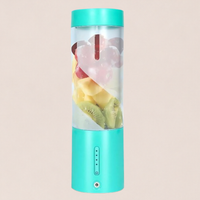 Portable Juicer Blender, USB Rechargeable Smoothie Maker with 6 Upgraded Blades and 4000mAh Battery, 450ml/15oz Capacity, Ideal for Smoothies, Protein Shakes, Travel and Office (Mint Blue)
