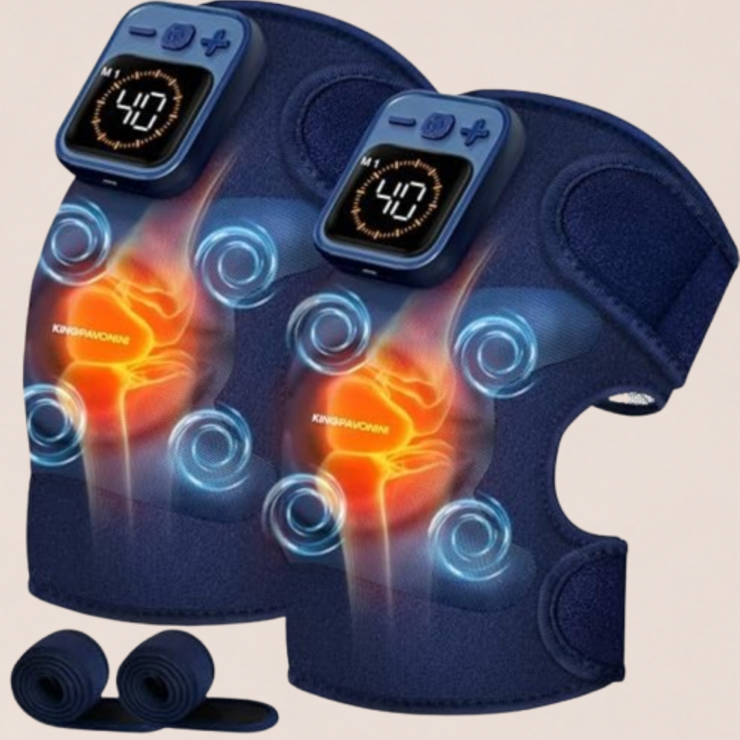 KingPavonini Cordless Knee Massager for Pain Relief, Newly 4 Motors Vibration, 5 Heat Levels, 6 Massage Modes, Knee Heating Pad for Knee Pain, Heated Knee Massager Brace, Gifts for Mom Dad (2 Packs)