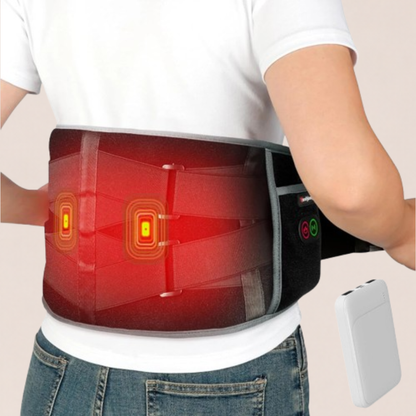 Cordless Heated Back Massager with Vibration - Portable Heating Pad for Lower Back Pain Relief