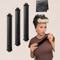 Heatless Hair Curler Overnight Curls Blowout Rods Headband No Heat Curlers to Sleep in Large Rods Hair Rollers Blowout Look for Short Hair Styling Tools Silk Hair Wrap Curling Set Brown