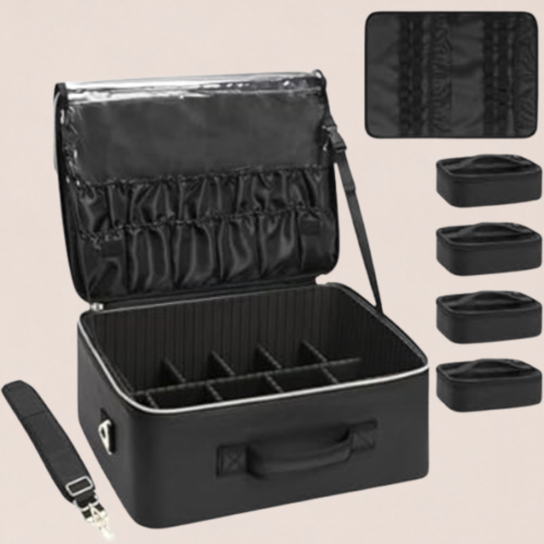 Relavel Extra Large Makeup Bag, Professional Makeup Train Case for Makeup Artists, Travel Cosmetic Organizer with 4 Small Portable Bags