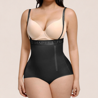 SHAPELLX Tummy Control Shapewear for Women Fajas Colombianas Body Shaper Side Zipper High Waisted Panties (6X-Large Black)