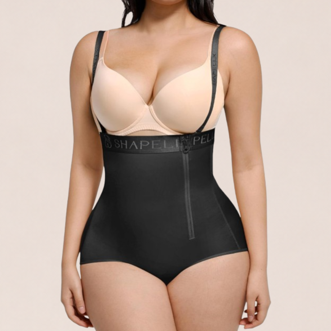 SHAPELLX Tummy Control Shapewear for Women Fajas Colombianas Body Shaper Side Zipper High Waisted Panties (6X-Large Black)