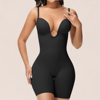 SHAPSHE Backless Shapewear Strapless Deep U Plunge Bodysuit for Women Built In Bra Tummy Control Low Back Body Shaper