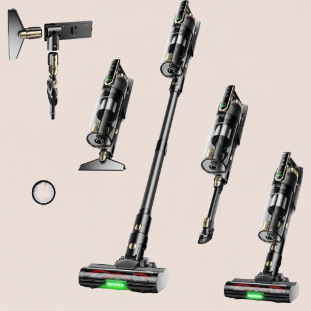 Trucozie Cordless Vacuum Cleaner, Self-Standing Lightweight Stick Vacuum with 50 mins Runtime, Powerful Suction, Anti-Tangle Wireless Vacuum for Home, Hardwood Floor, Carpet, Pet Hair, Black