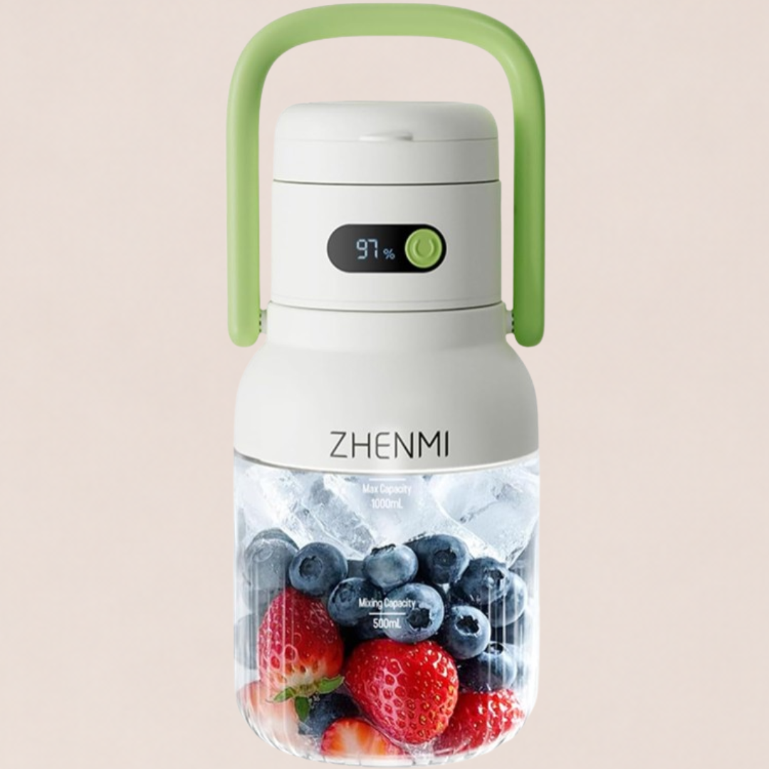 Portable Blender, 1000ml Capacity, Stainless Steel 12-Blade System, Portable Ice Crushing Juicer-for Shakes & Smoothies, BPA Free, 2 Leakproof-Lids & Straw, USB Rechargeable (green)